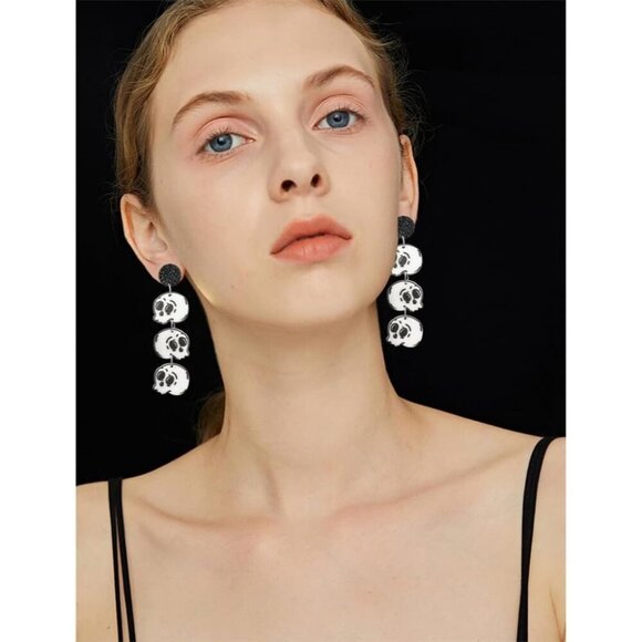 Halloween Earrings for Women Spooky Ghost Pumpkin Drop Dangle Earrings - Picture 3 of 6